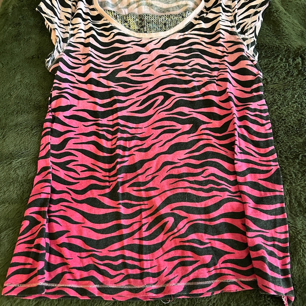 Justice Black and Pink Graphic Relaxed T-Shirt